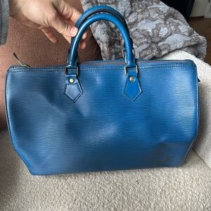 Louis Vuitton Blue Epi Speedy 35